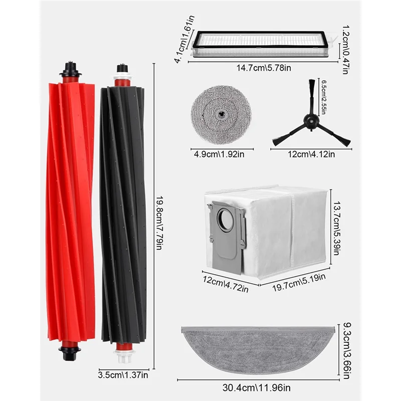 AT28-Untuk Aksesori Penyedot Debu Robot Ultra Roborock S8 Maxv: Sikat Utama, Tisu, Wiper Samping, Filter, Set Kantong Debu