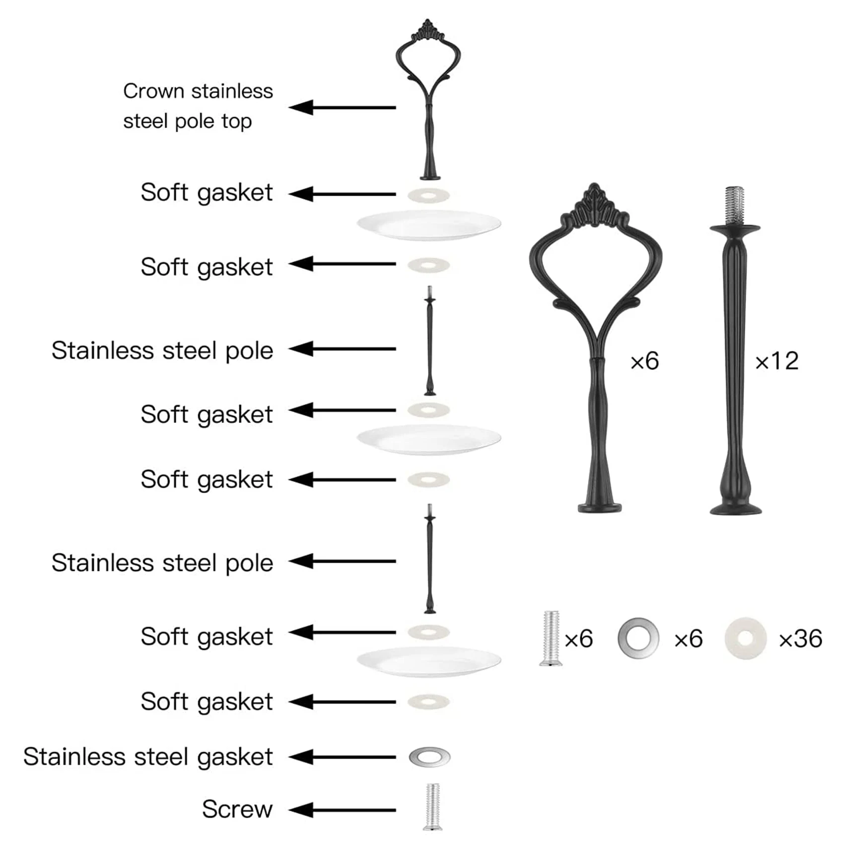 9 Set Cake Stand Hardware Kit Tiered Tray Hardware Fittings for Cake Stand,3 Tier Cake Stand Fittings Hardware Holder