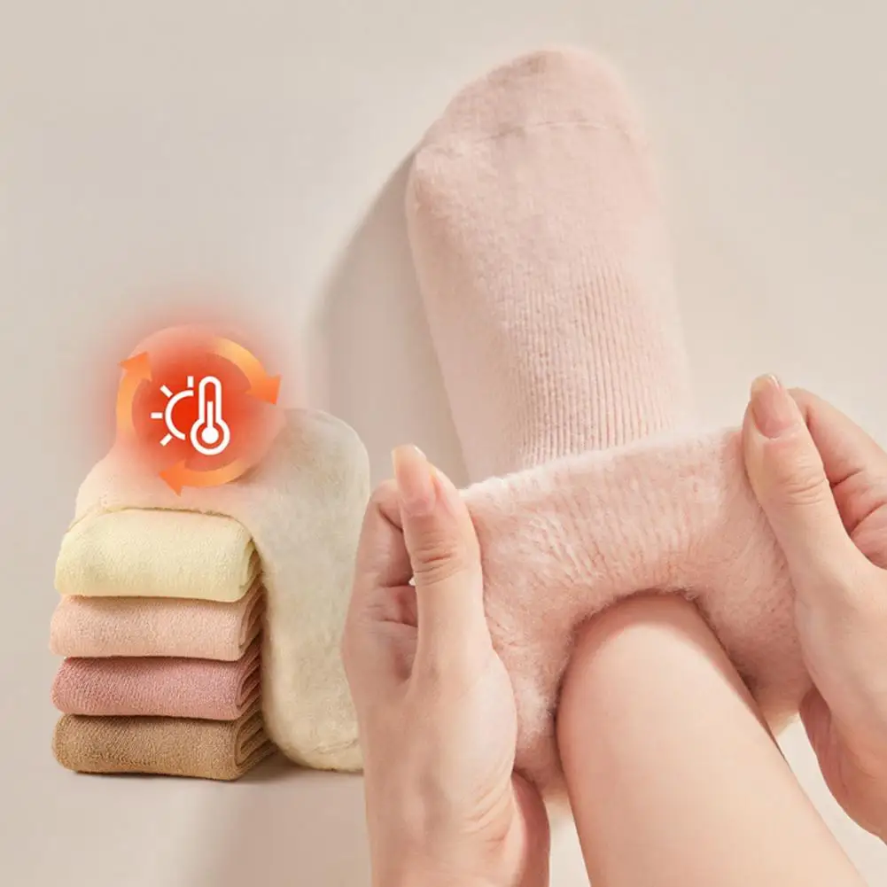 여성용 양말 따뜻한 겨울 양말 여성용 두꺼운 따뜻한 크루 양말 편안한 플리스 안감 부츠 부드러운 보온 추운 날씨 푹신한 겨울 양말