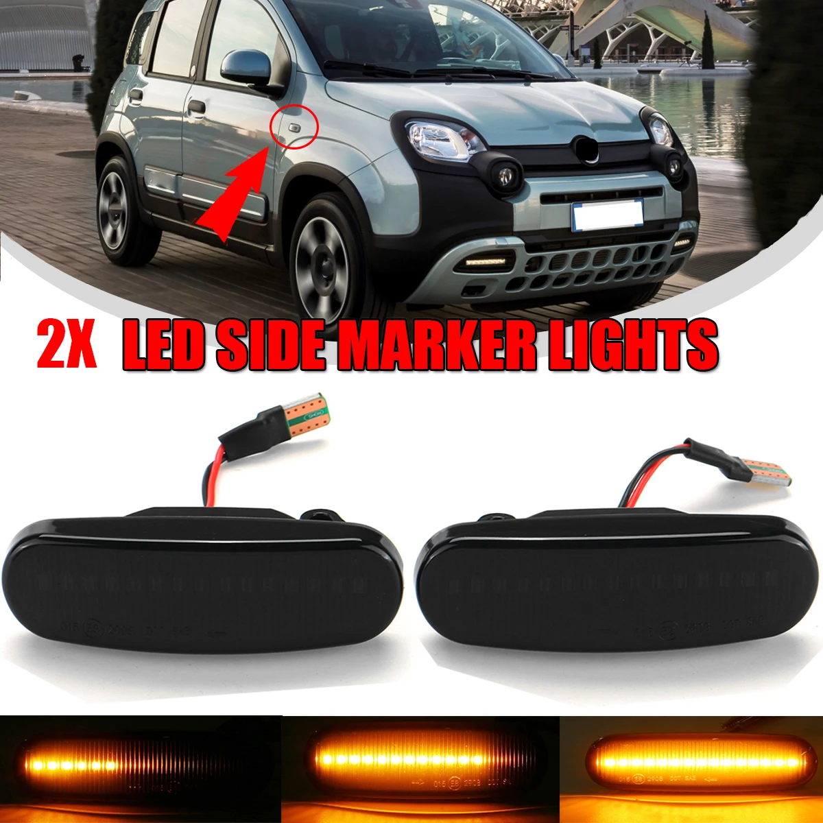 1 Pair Dynamic LED Side Marker Light Repeater Lamp For Fiat Abarth Punto Grande Panda 199 Doblo Fiorino 3 Idea 350 Linea 323 110