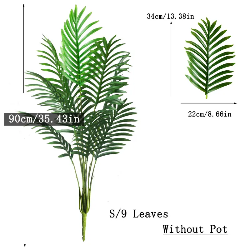 90-120cm Large Artificial Palm Tree Tropical Fake Plants Green Plastic Palm Leafs Big Monstera Tree Branch For Home Garden Decor image 3