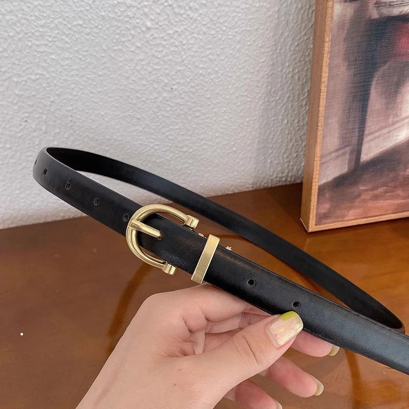 Корейские джинсовые ремни для женщин, роскошный дизайн, пояс, простой ретро-овал, черный, золотой ремень с пряжкой, женские ремни из искусственной кожи, женский тренд