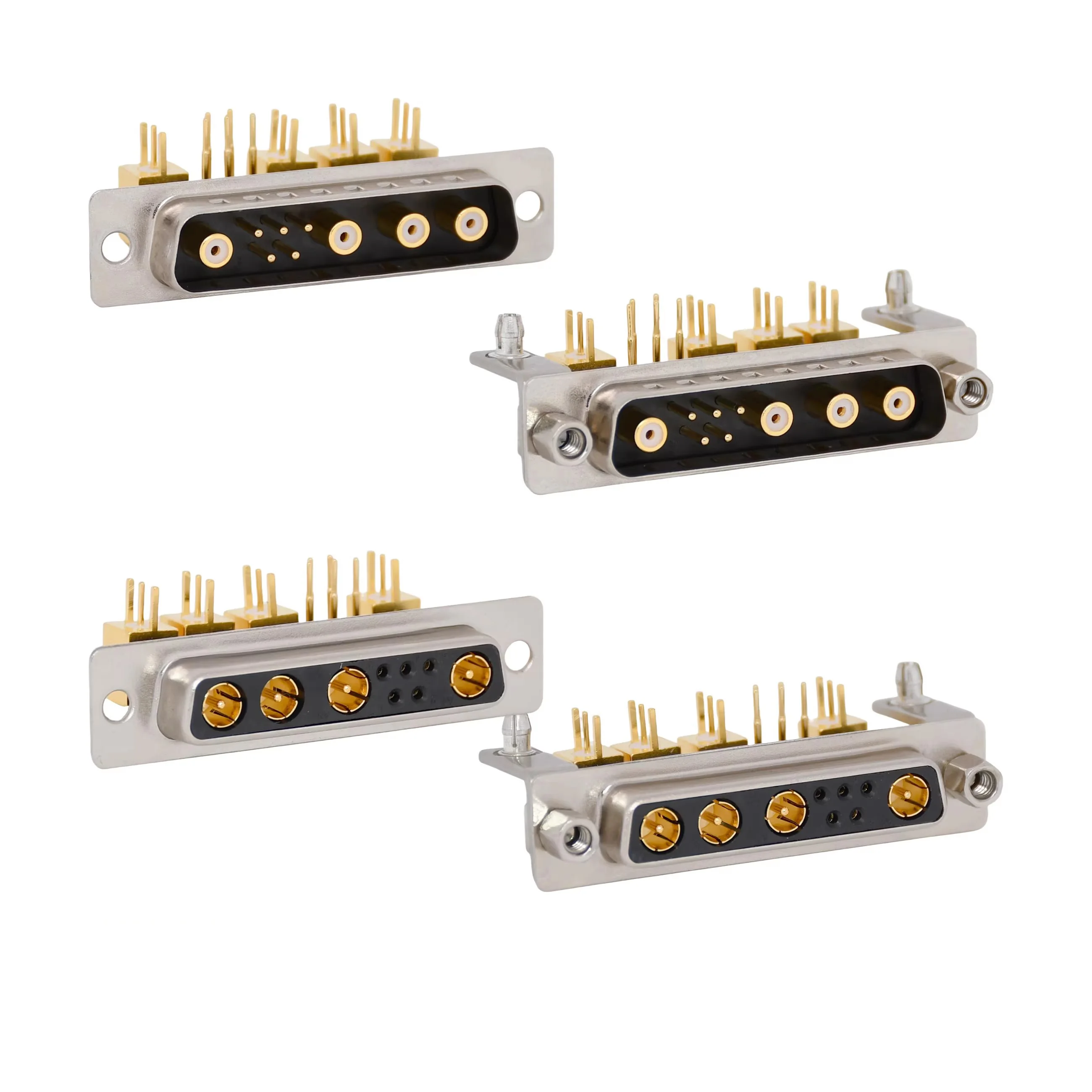 1PC 9W4 Gold Plated Male Female Solid Needle SMA RF Coaxial Bending Foot Plug Board Solder D-SUB Connector 90 Degree Right Angle