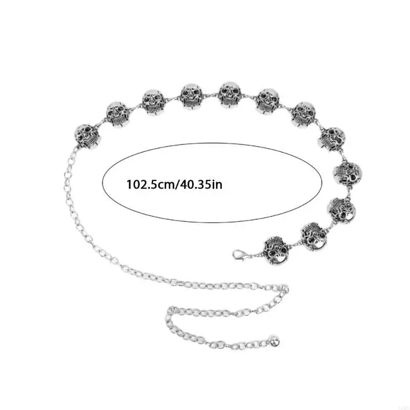 معدني الجمجمة رئيس حزام على شكل سلسلة قابل للتعديل الشرير الخصر سلسلة تنورة السراويل حزام 2000s الخصر مجوهرات اكسسوارات #6