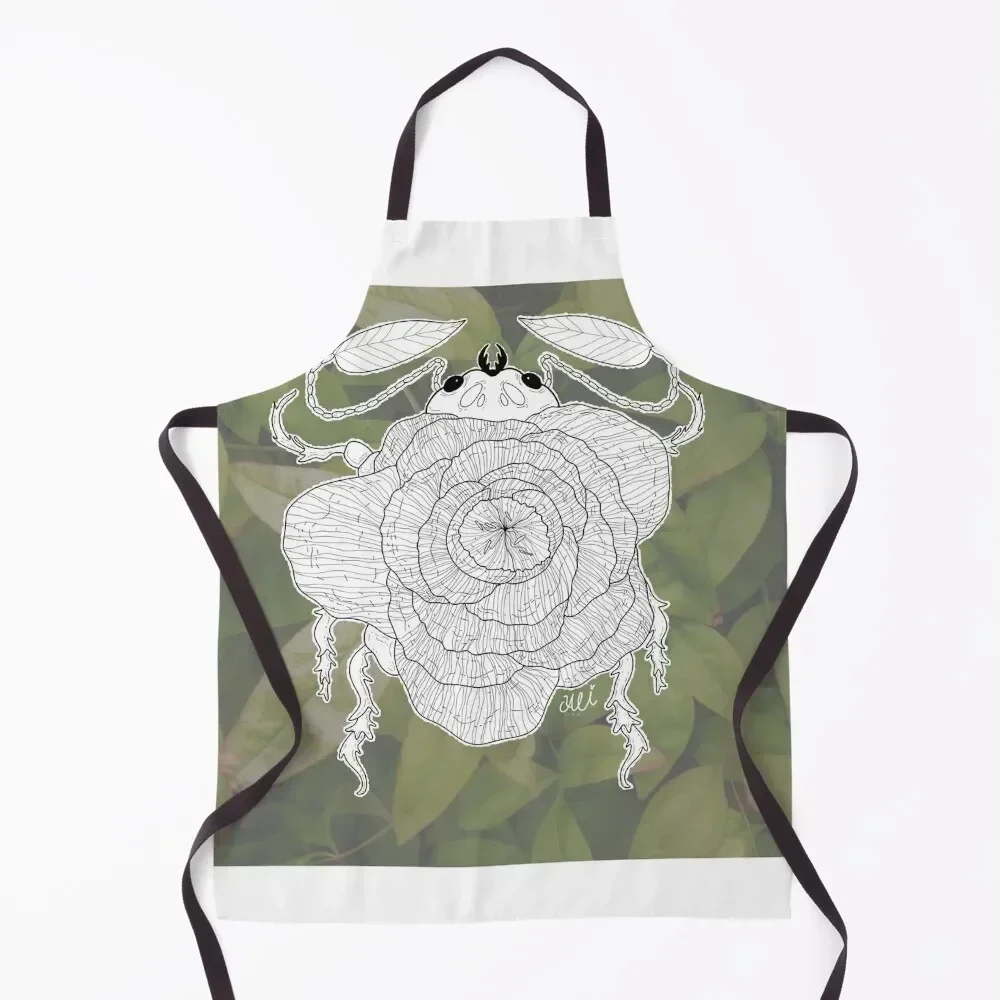 

Peony bug Apron Nursing chefs men's barbecue Kitchen Kawaii Accessories Apron