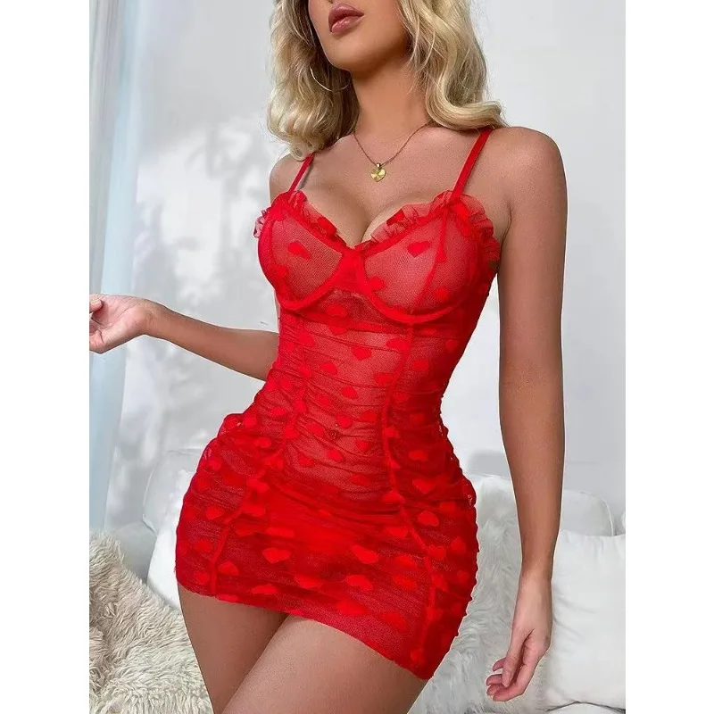 Sexy Nightwear Lace Dress Perspective Sexy Nightwear Lingerie Sexy Costume Women Plus Size Lingerie Erotic Dress Babydoll