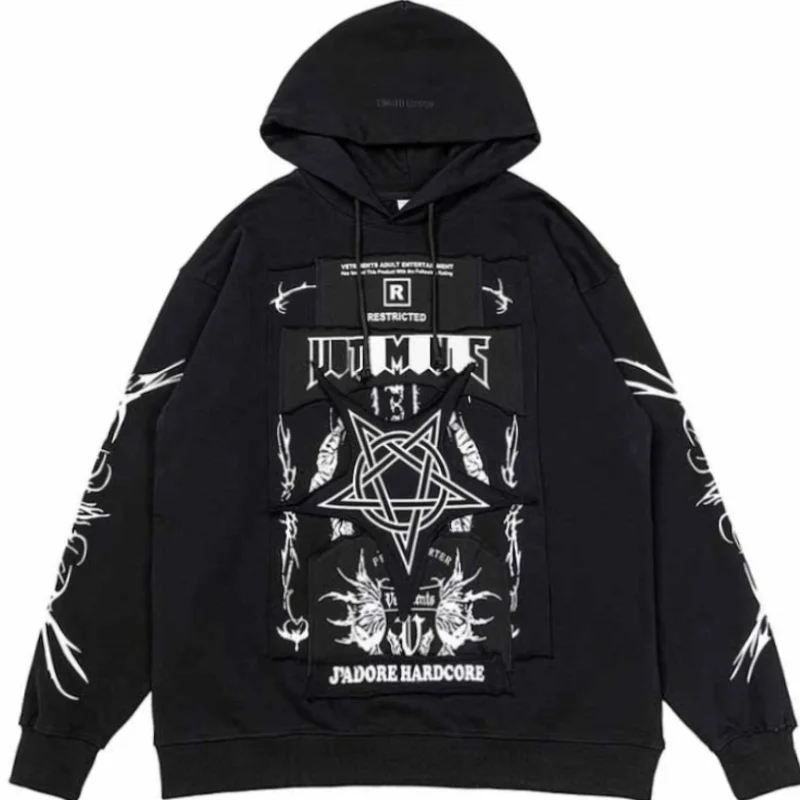 

2025 Fall/Winter VT Pentagram Logo Patched Women Men Hooded Sweatshirts Hoodie Oversized Men Casual Hoodie Pullover