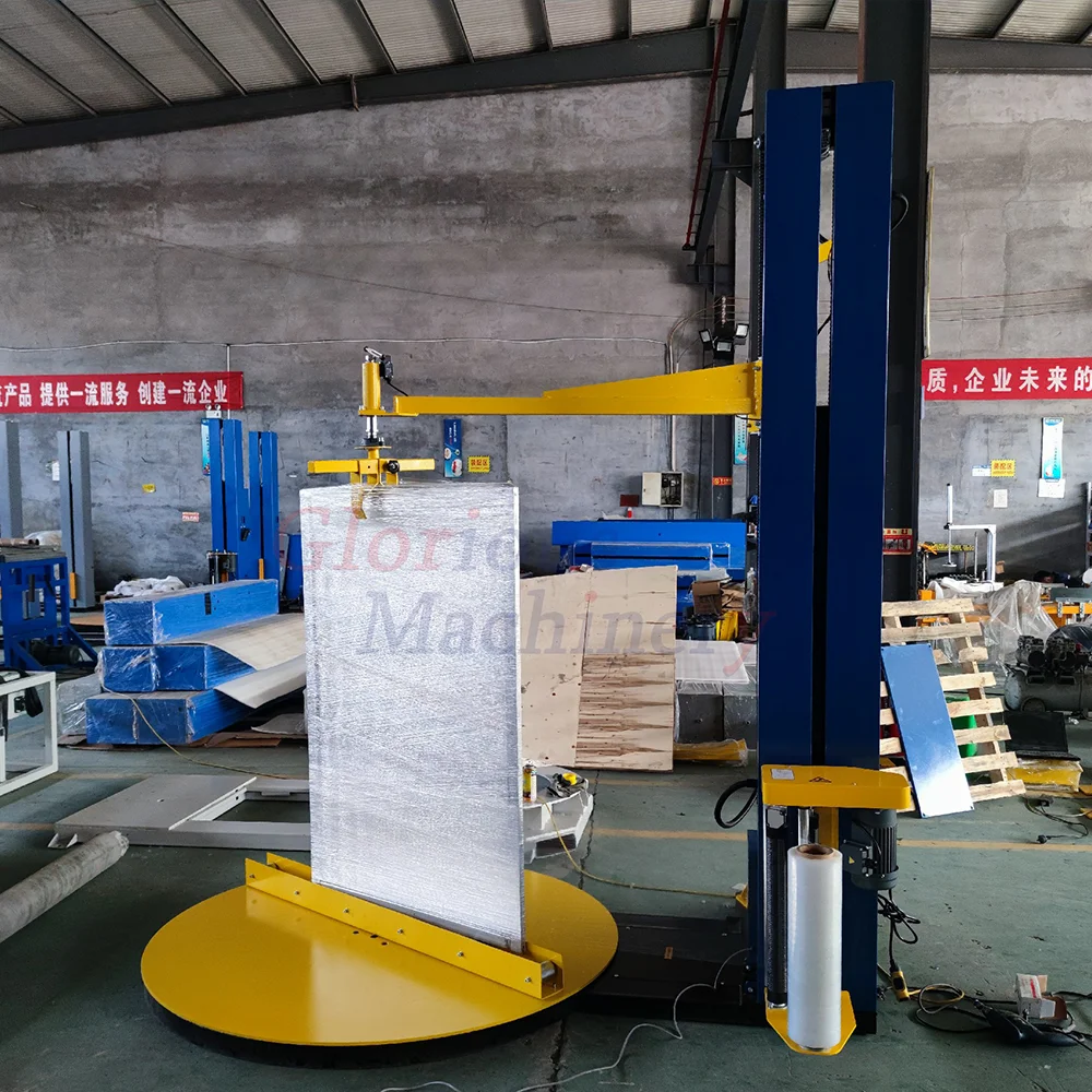 Stretch Film Wrap Packaging Machine for Pallet Wrapping and Door Wrapping with Big Wooden Box