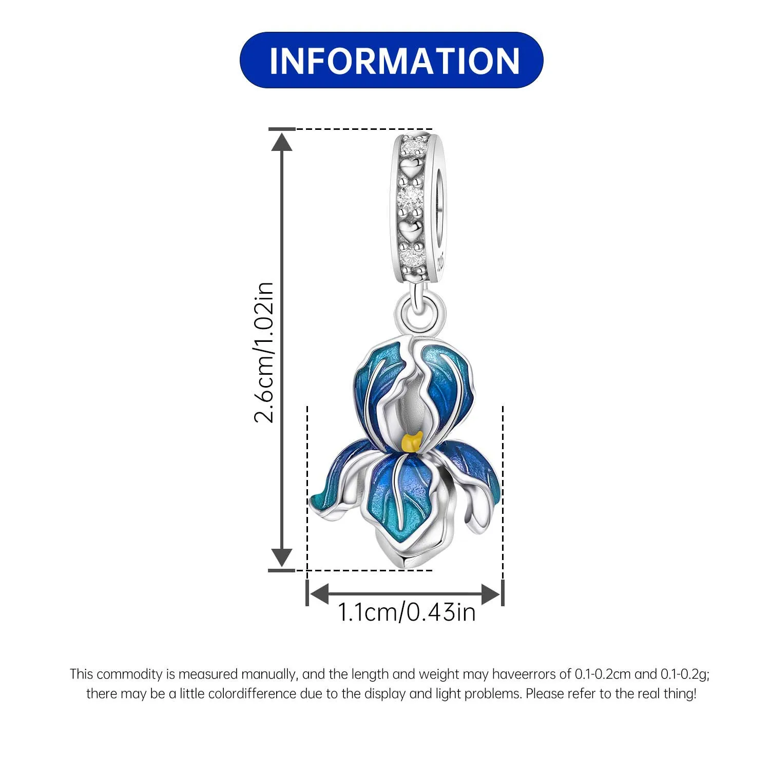 PANPOKI 925 فضة الأزرق القزحية زهرة المعلقات سوار Charms صالح النساء مجوهرات الخرز الحفلات DIY بها بنفسك الهدايا العصرية