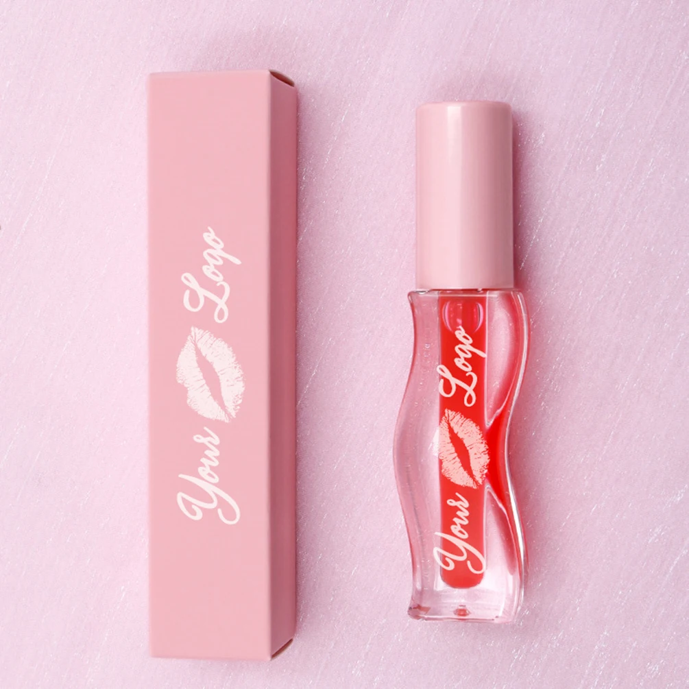 

Private Label Lip Oil Custom Logo Fruity Lip Plump Oil Wave Line Lip Gloss Natural Moisture Plumping Moist Makeup Wholesale
