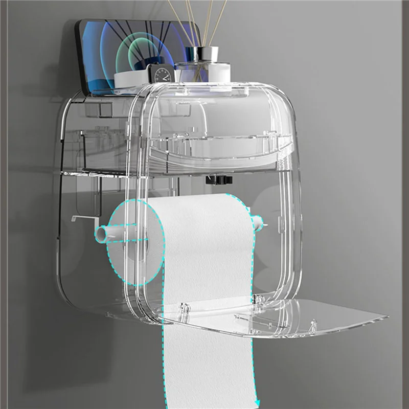 

ABKW-2X Коробка для туалетной бумаги Настенная водонепроницаемая коробка для туалетной бумаги Коробка для туалетной бумаги без перфорации Стойка для рулона туалетной бумаги
