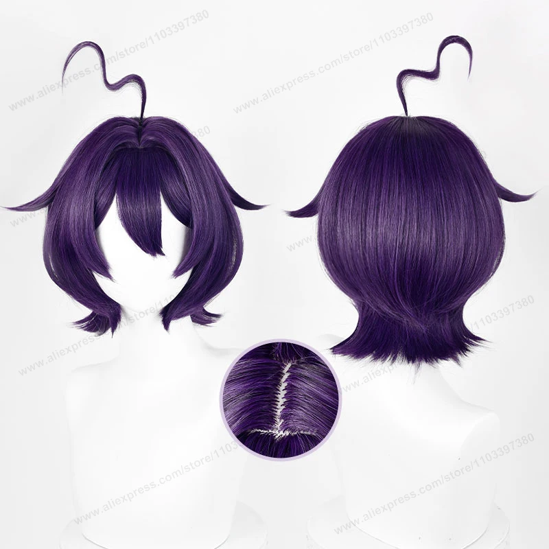Парик для косплея Hiiragi Utena, термостойкие синтетические короткие волосы 33 см фиолетового и черного цвета для косплея