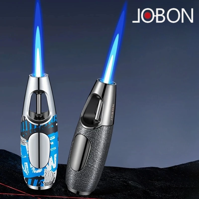 

JOBON Men's Metal Blue Flame Gas Lighter, BBQ and Cigar Aromatherapy Igniter, Gift for Men, Smoking Accessories
