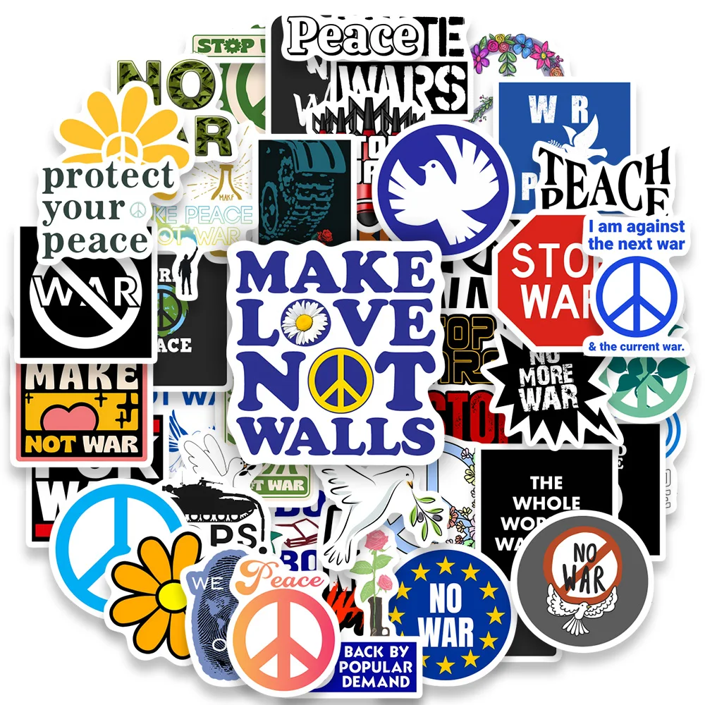 Anti War Peace Stickers Stop War Love DIY Kids Toys Gift Waterproof Decal for Laptop Phone Scrapbook Journal Bottle Decoration