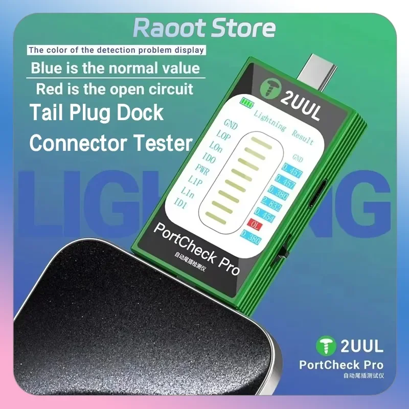 2UUL PW31 Port check Tail Plug Dock Connector Tester for Phone Type-c Lighting Automatic Scanning Detection Repair Tool