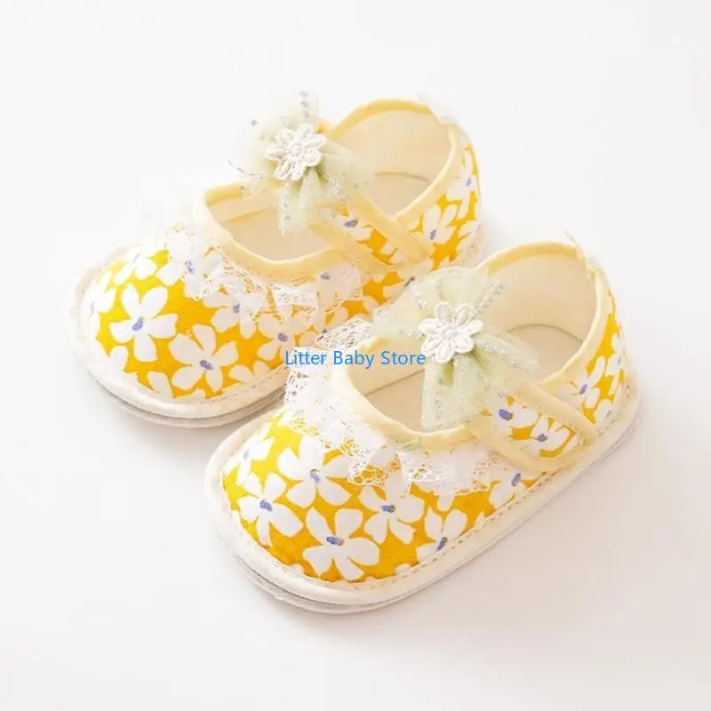 N80C Noworodki Niemowlęta Bow Detal Buty z tkaniny bawełnianej Antypoślizgowe buty podłogowe Prezent