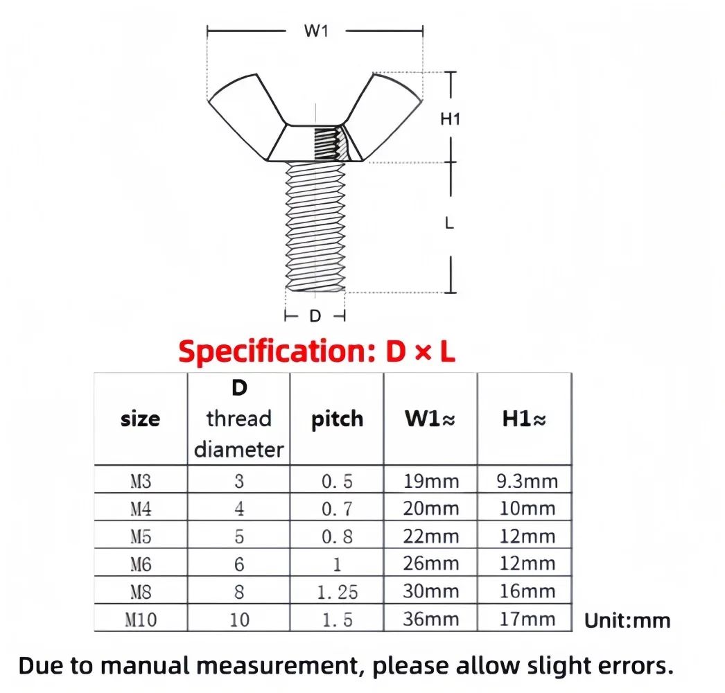 Butterfly Wing Bolts 304 Stainless Steel DIN316 M3‑M10, Black Steel Claw Hand Tightening Thumb Screws Industrial DIY Fasteners