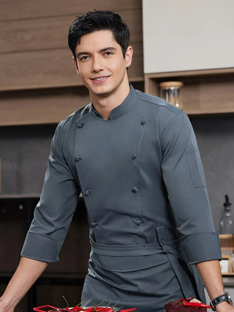 Koksjas met lange mouwen, knopen, heren, dames, keuken, koksjas, foodservice-uniform