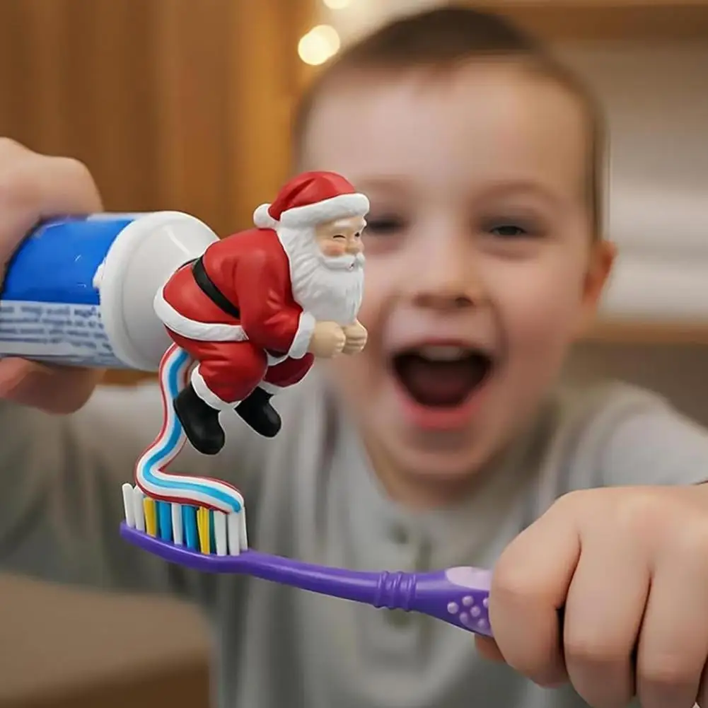 

Funny Toothpaste Dispenser 3D Santa Claus Pooping Toothpaste Cap Santa Toothpaste Topper for Christmas Bathroom Decor