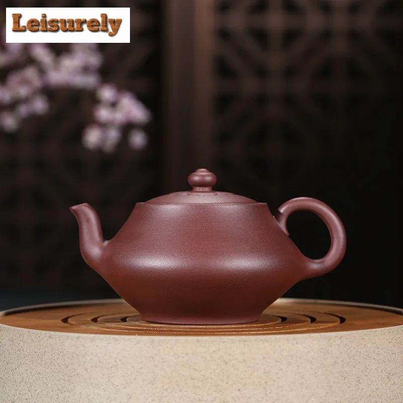 

290ml Aesthetic Yixing Purple Clay Teapots Handmade Line Rhyme Pot Raw Ore Purple Mud Kettle Chinese Zisha Tea Set Tea Ceremony