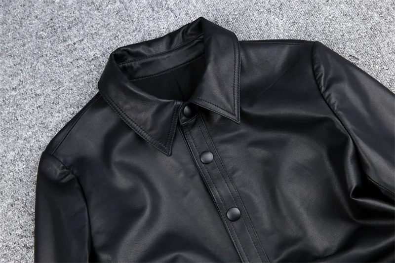 2024Genuine leather jacket  spring new style temperament commuting style pleated waist sheepskin long shirt windbreaker jacket