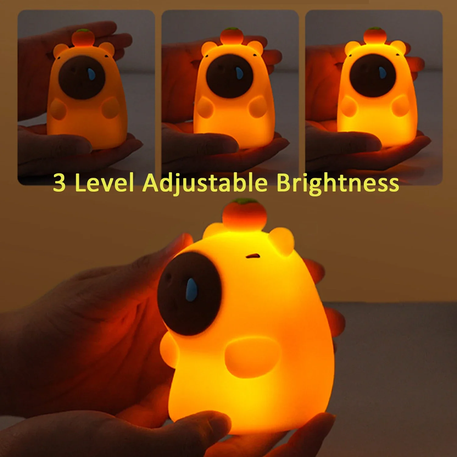 Cute Silicone Capybara Night Light Children\'s Gift USB Rechargeable Animal Touch Bedside Slepp Lamp