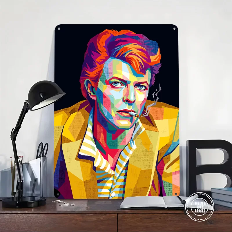 David Bowie Pop Art Portrait Poster Retro 3D Printed Metal Signs Customized Wall Hanging Gift for Decoration Room Vintage Decor