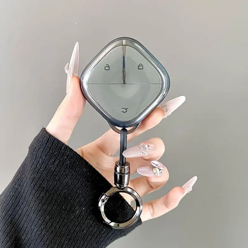Transparent TPU Car Key Case Cover For 2023 Wuling Bingo, Airev, Qingkong, Baojun Yunduo,Kiwi EV Mini Car Key Fobs Shell