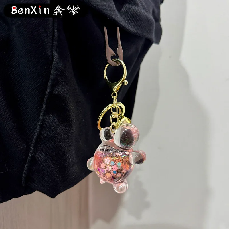 미스틴 오일 충전 흐르는 모래 거북이 열쇠고리, 책가방 펜던트, 랜덤박스, 랜덤백, 키체인, 장식품