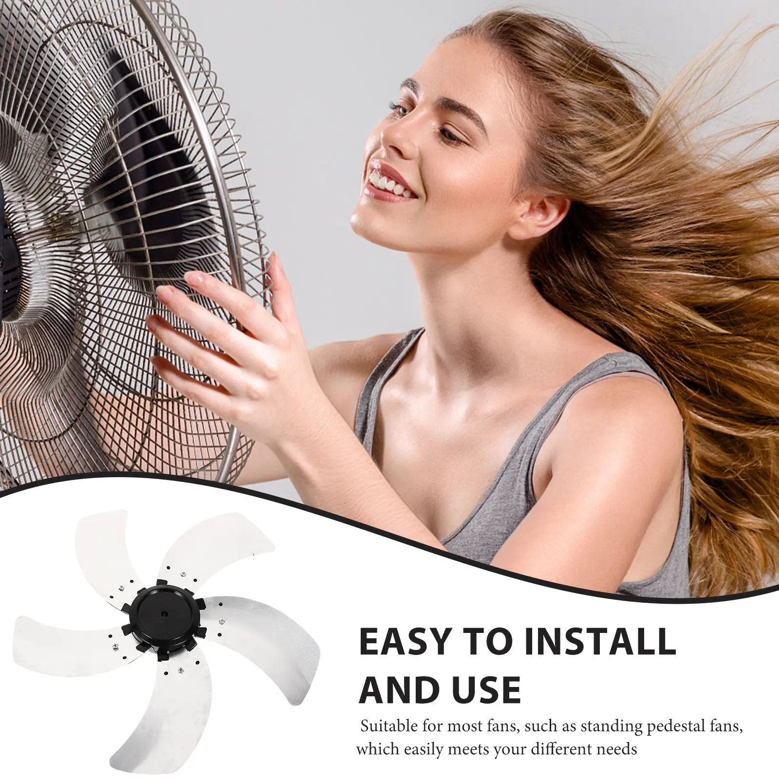 Aluminum Alloy 5-Leaf Fan Blades Replacement Parts for Standing Pedestal Floor Table Fans Heavy Duty Low Noise Fan Supply