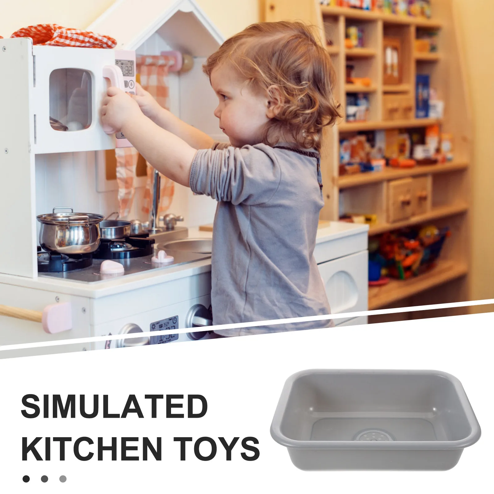 2 Pcs Children's Kitchen Toys Kids Water Sink Playset Accessories Pretend Simulation Grey