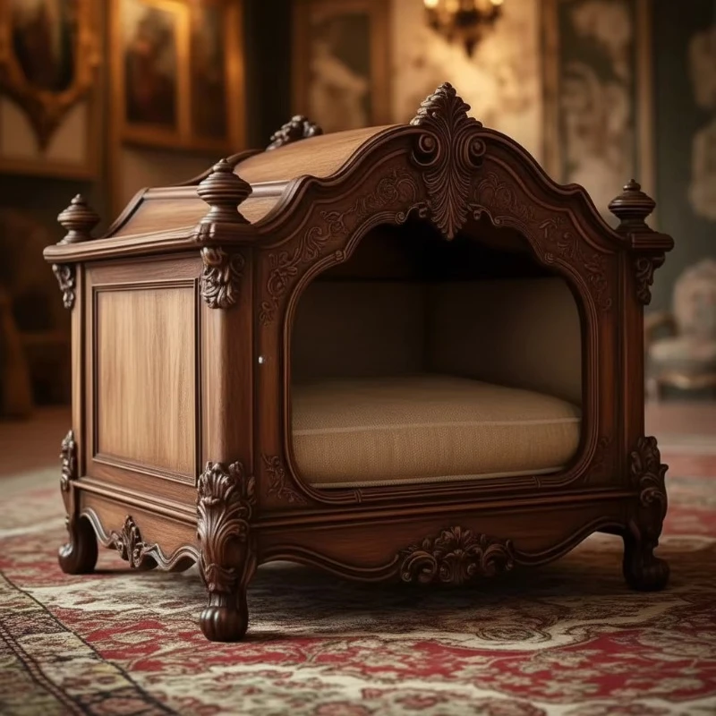 

Antique walnut solid wood home hand-carved luxury interior with seat cushion