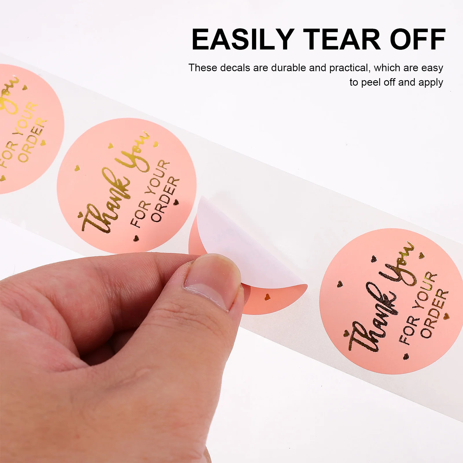 

500 Pcs Thank You Labels Sticker Stickers Gift Tag Seal Wedding Removable Easy Peel off Pink Paper