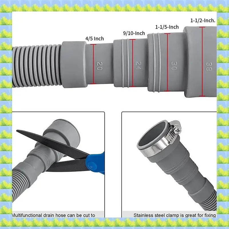 FZFZ 3X Набор удлинителей сливного шланга Универсальный шланг для стиральной машины длиной 10 футов, включает в себя кронштейн, соединитель для шланга, хомуты для сливных шлангов