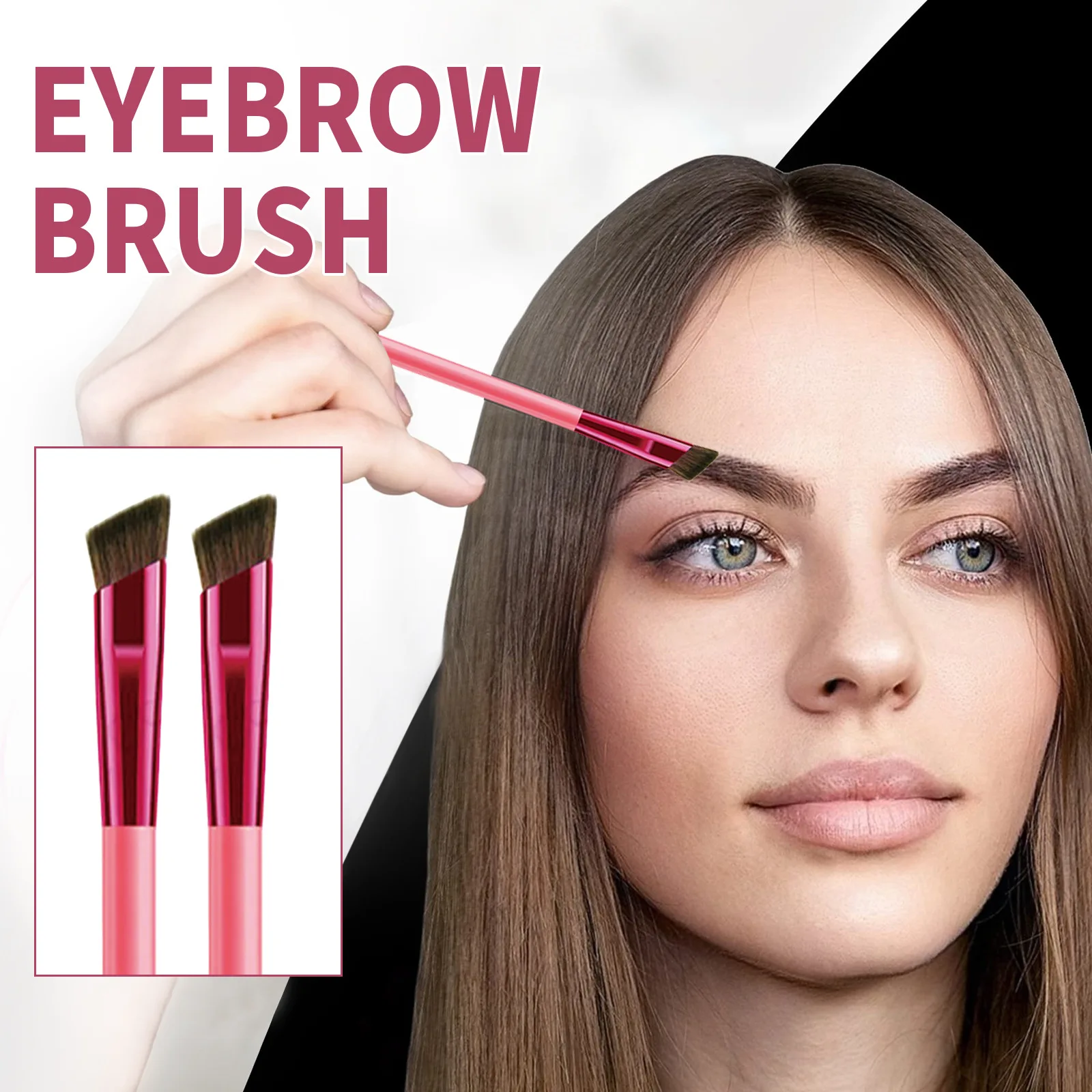 

2pcs Wild Eyebrow Brush Multifunction Simulated Eyebrow Hair Makeup Brush Contour Eyeshadow Concealer Square Brow Make Up Brush