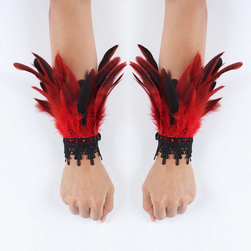 Gothic Punk Feather Gloves Detachable Sleeves Arm Warmers Feather Cuff Cosplay Costume Party Stage Shows Gant Plume Guanti Piume