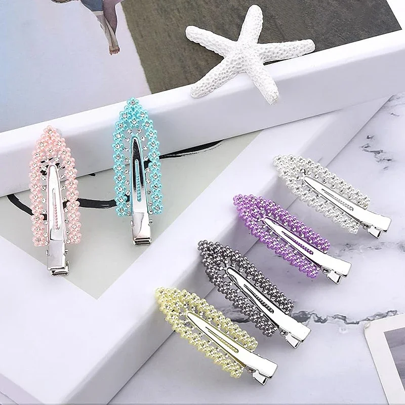 Elegant Shiny With Pearls , Imitation Diamonds, Plastic Rhinestone Leaf Hair Clips Solid Romantic Party Hair Decorations
