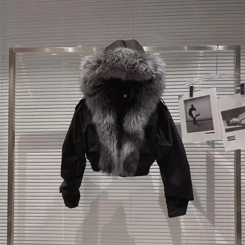 미국 스타일 인조 모피 칼라 재킷 여성용 테니드 파카 프리미엄 느낌 겨울 신상 아우터웨어