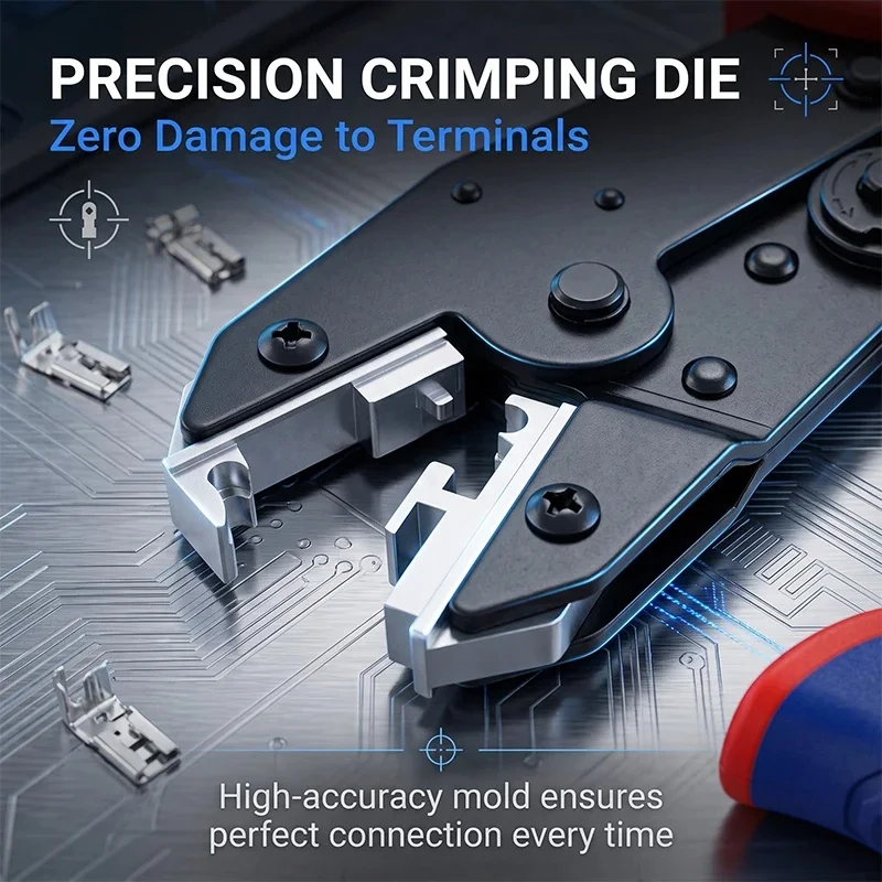 Flag Claw Terminal Crimping Plier, Cold Press Tool for 4.8mm 6.3mm Bare Spade Insert Terminals JJ5219