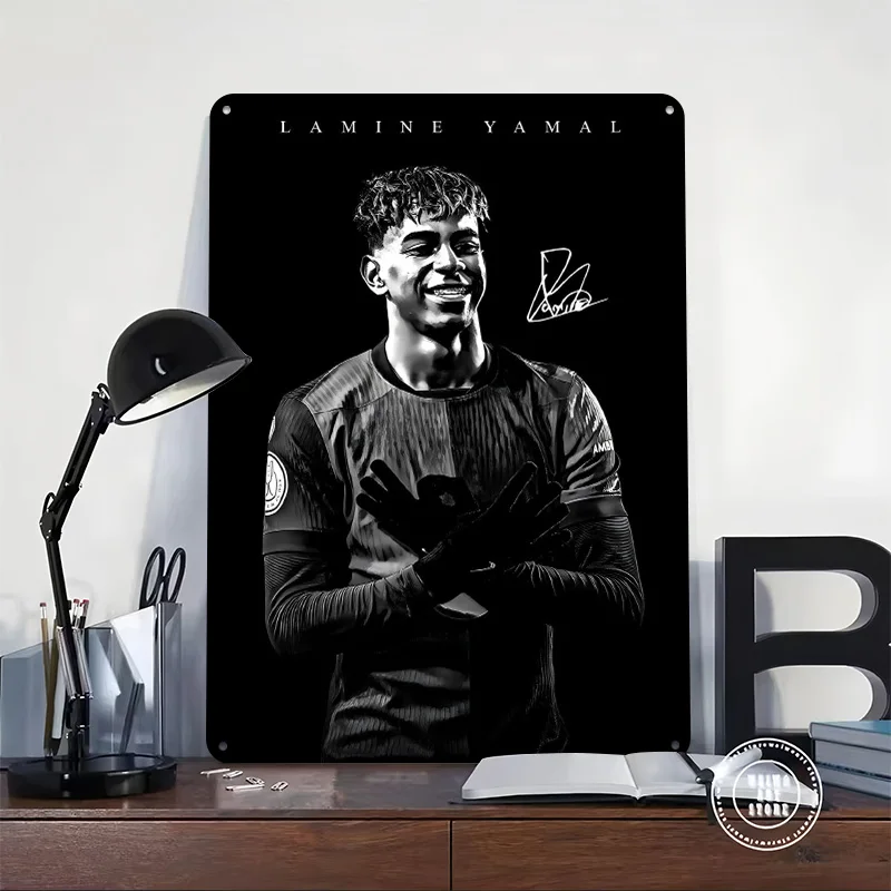 Lamine Yamal Portrait Metal Poster Customized Wall Art Retro Vintage Metal Tin Signs for Room Accessories Home and Decoration