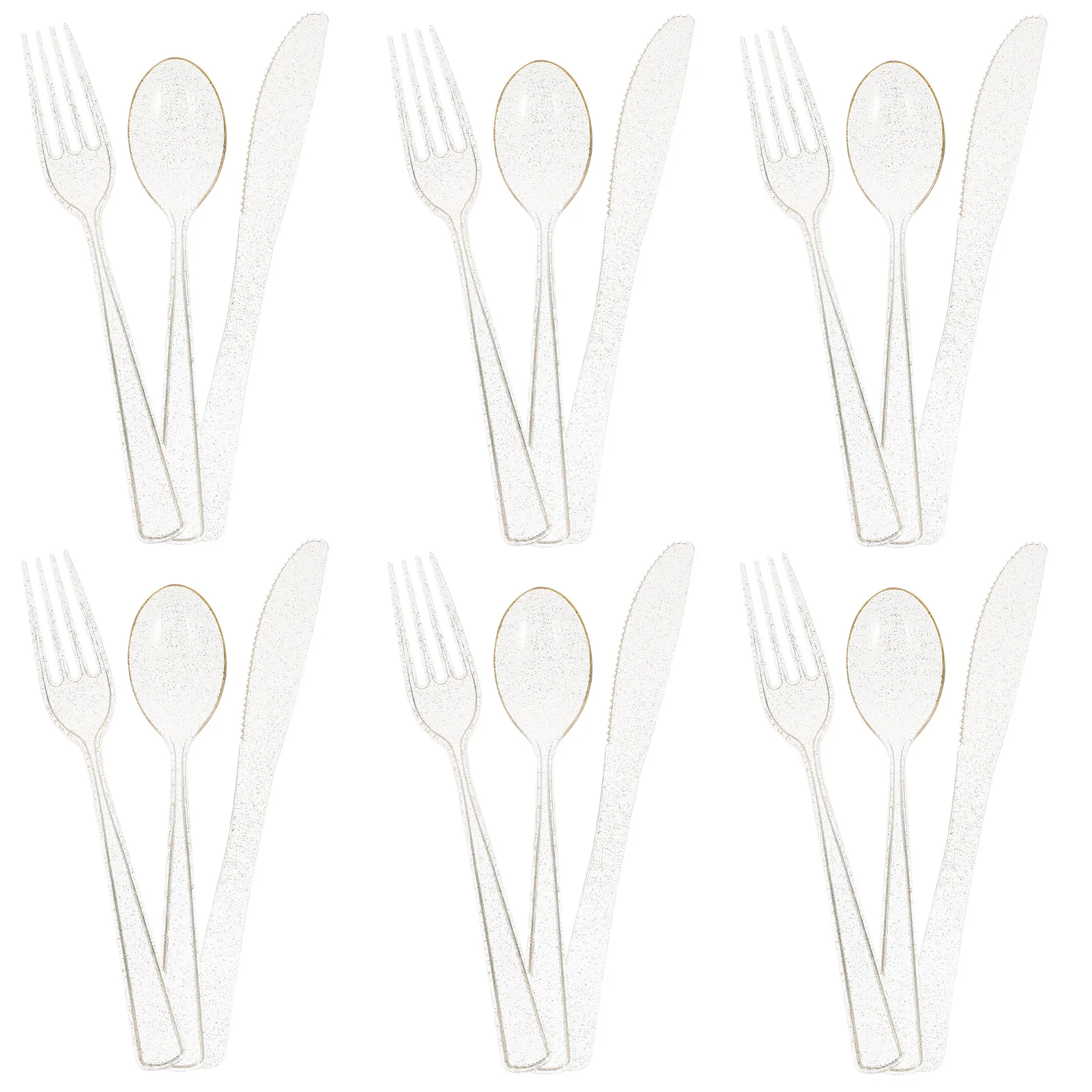 

12Sets Gold Plastic Cutlery Reusable Serving Utensils Set Fork Cutter for Party Restaurant Buffet Home Tableware