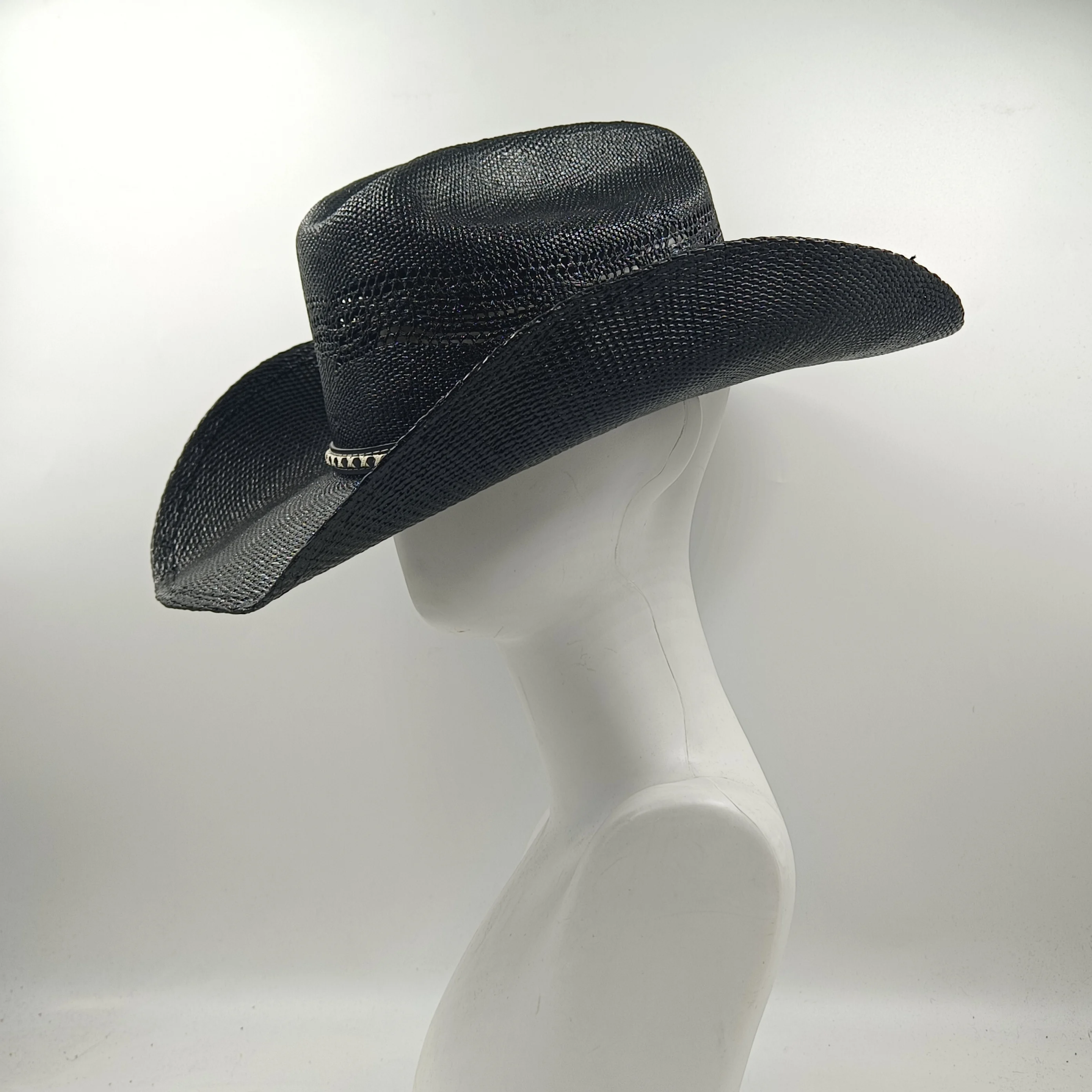 Męski kartonowy kapelusz słomkowy z dużym rondem Western Cowboy Straw Hat dla mężczyzn i kobiet Letni kapelusz przeciwsłoneczny na zewnątrz Podwójnie wklęsły kowbojski kapelusz — zdjęcie 7