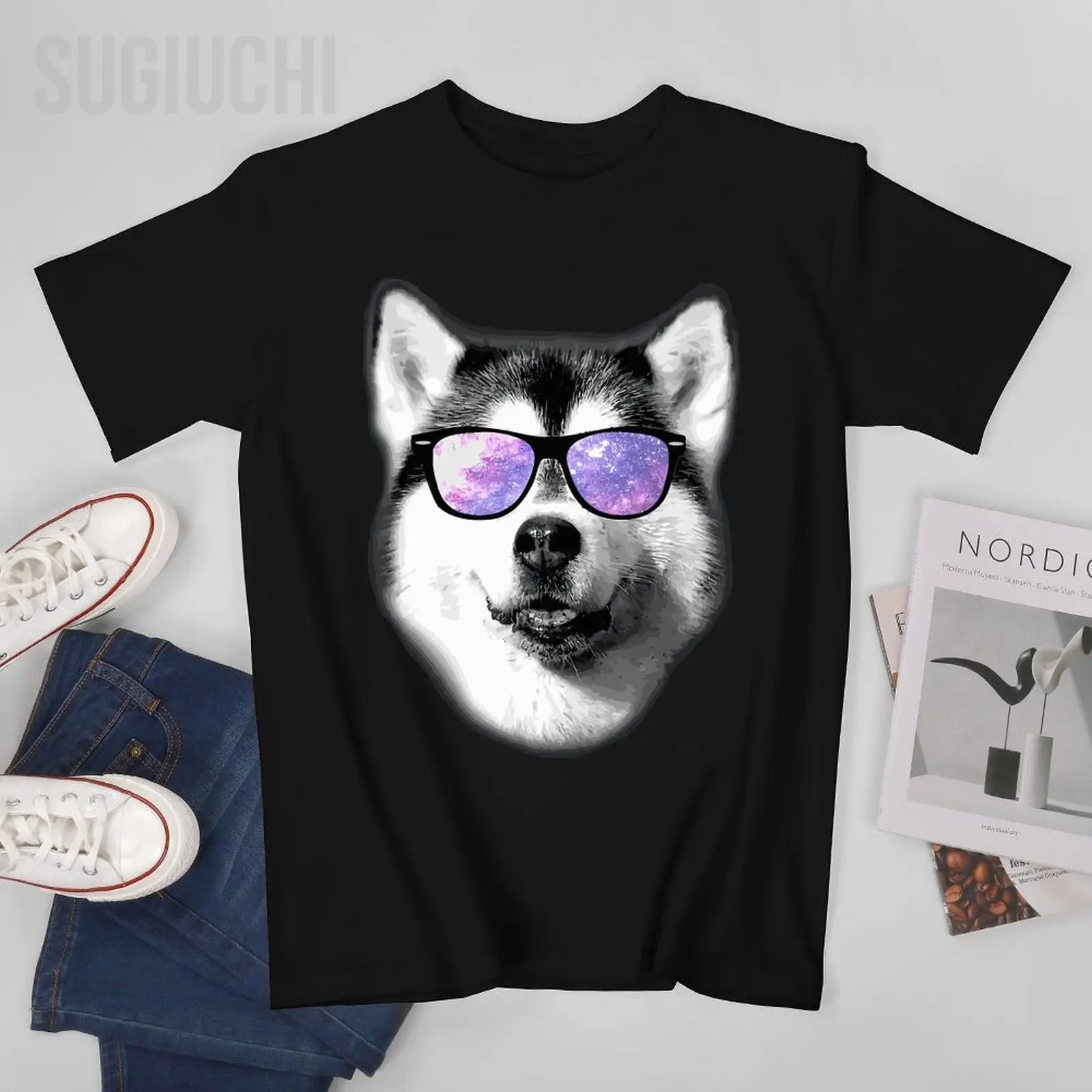 Unisex Men Siberian Husky Gift Tshirt Tees T Shirts Women Boys 100% Cotton T-Shirt