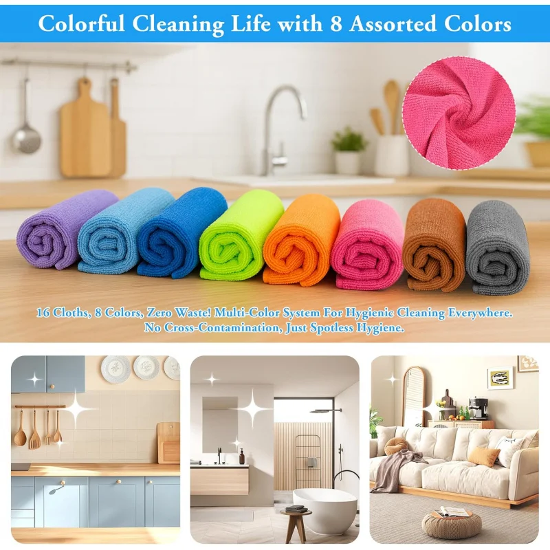 Microfiber Cleaning Cloth 10 Pieces  Cloth Housework Kitchen Bathroom Car, Size 11.82