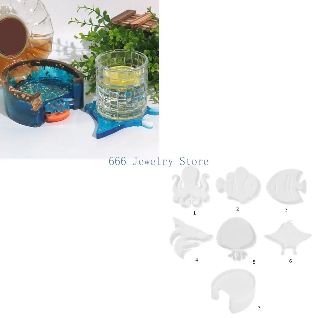 F2TD Resin Molds Ocean Creature Shaped Moulds Resin Casting Mould Silicone Molds for DIY Hand Making