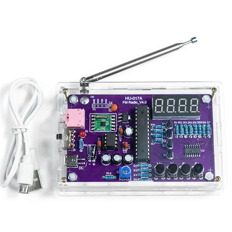 AA14 New DIY FM Radio Electronic Kit Adjustable Frequency 87-108Mhz Digital Display DIY Soldering Project Practice RDA5807S