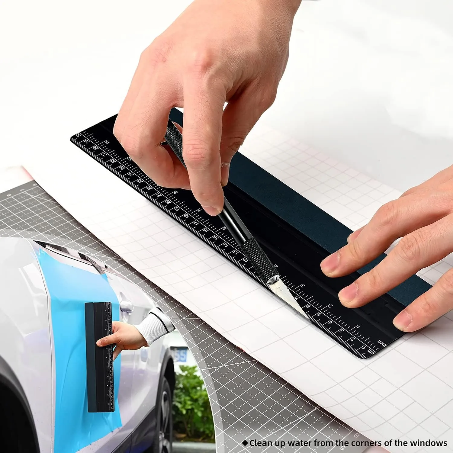 Sntorra Window Film Kit Vinyl Wrap Tools Includes Razor Scraper, Film Cutter, Ruler Squeegee and Tint Squeegee for Window Pri
