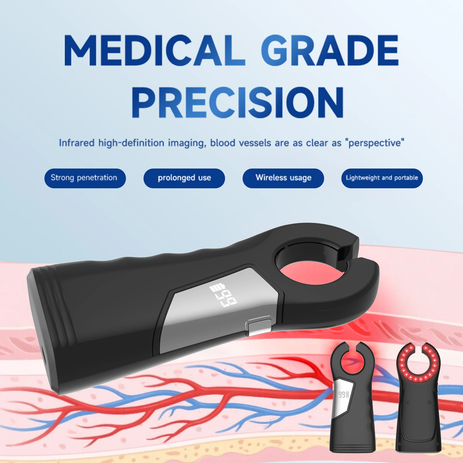 Handheld Vein Detector LED Vein Infrared Scanner Medical Blood Vessel Locator Machine Vein Finder Device Lamp USB