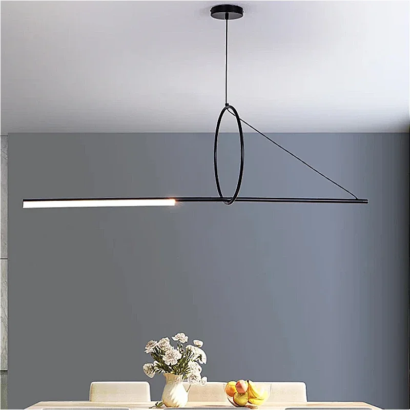 

Minimalist Pendant Light LED Line Hanging Lamp Living Room Restaurant Bar Office Simple Design Home Decor Long Strip Chandelier