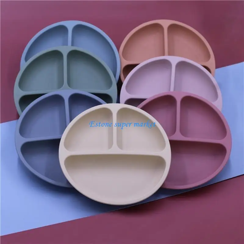 

090B 7pcs/set BPA Baby Silicone Tableware Waterproof Bib Color Dinner Plate Sucker Bowl And Spoon For Children